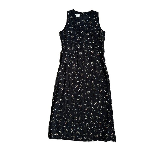Vtg Jones Micro Floral Maxi Dress‎ 6P Cottagecore Prairie Y2K Layered Sheer 90s - Picture 1 of 11